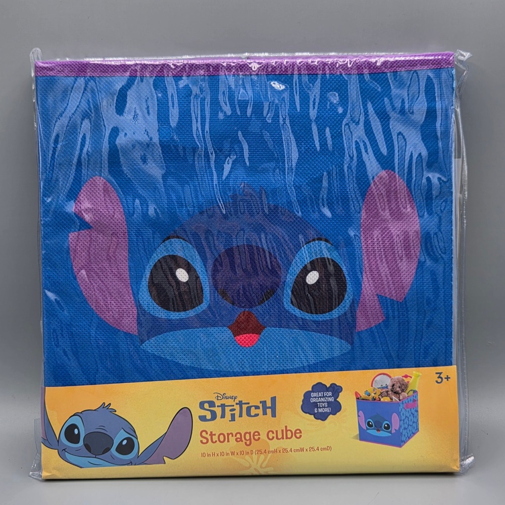 Disney Stitch Storage Cube Blue Purple Collapsible Toy Bin Organizer WK322736